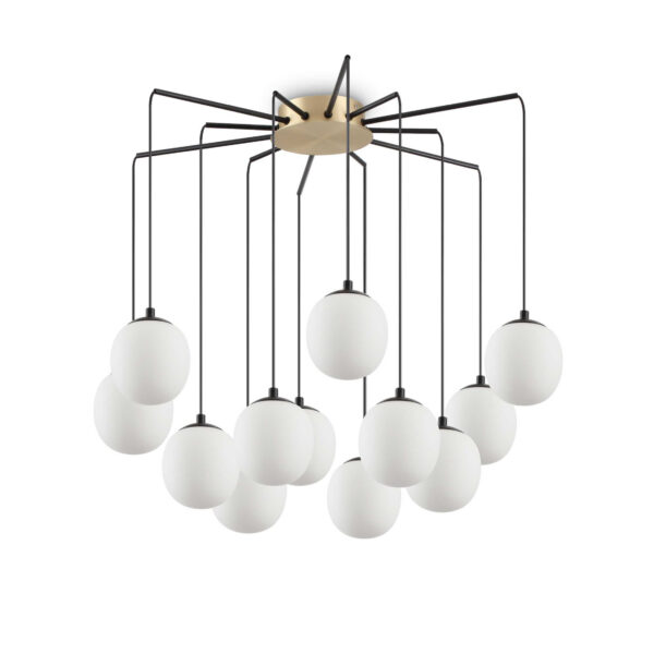 Suspension Queen 12 avec abat-jour en verre soufflé au design contemporain
