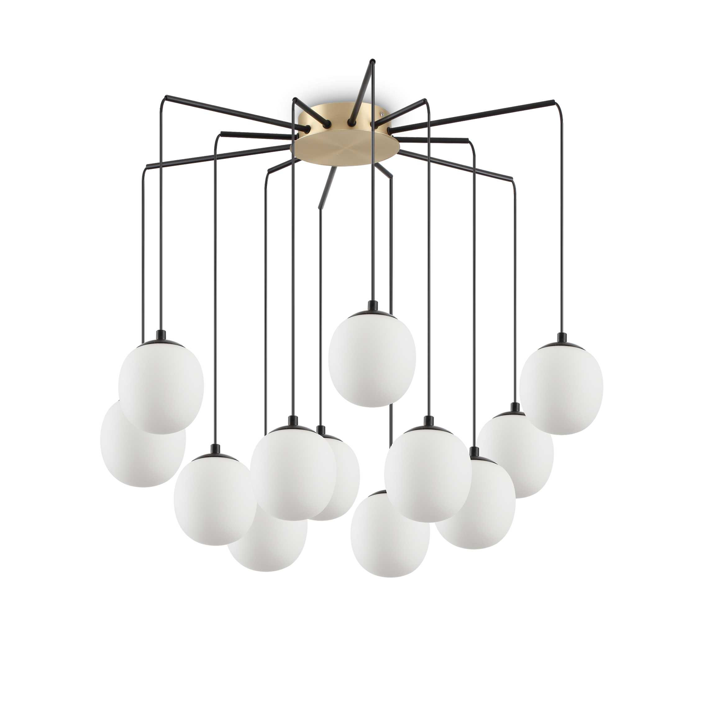 Suspension Queen 12 avec abat-jour en verre soufflé au design contemporain