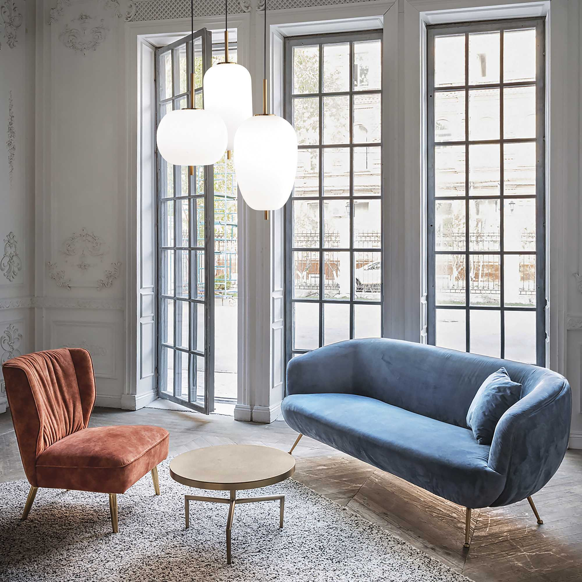 Suspension Queen 12 avec abat-jour en verre soufflé au design contemporain