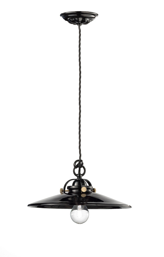 Suspension B&W noir ou blanc Ø31cm ou Ø42cm en céramique vernie par Ferroluce