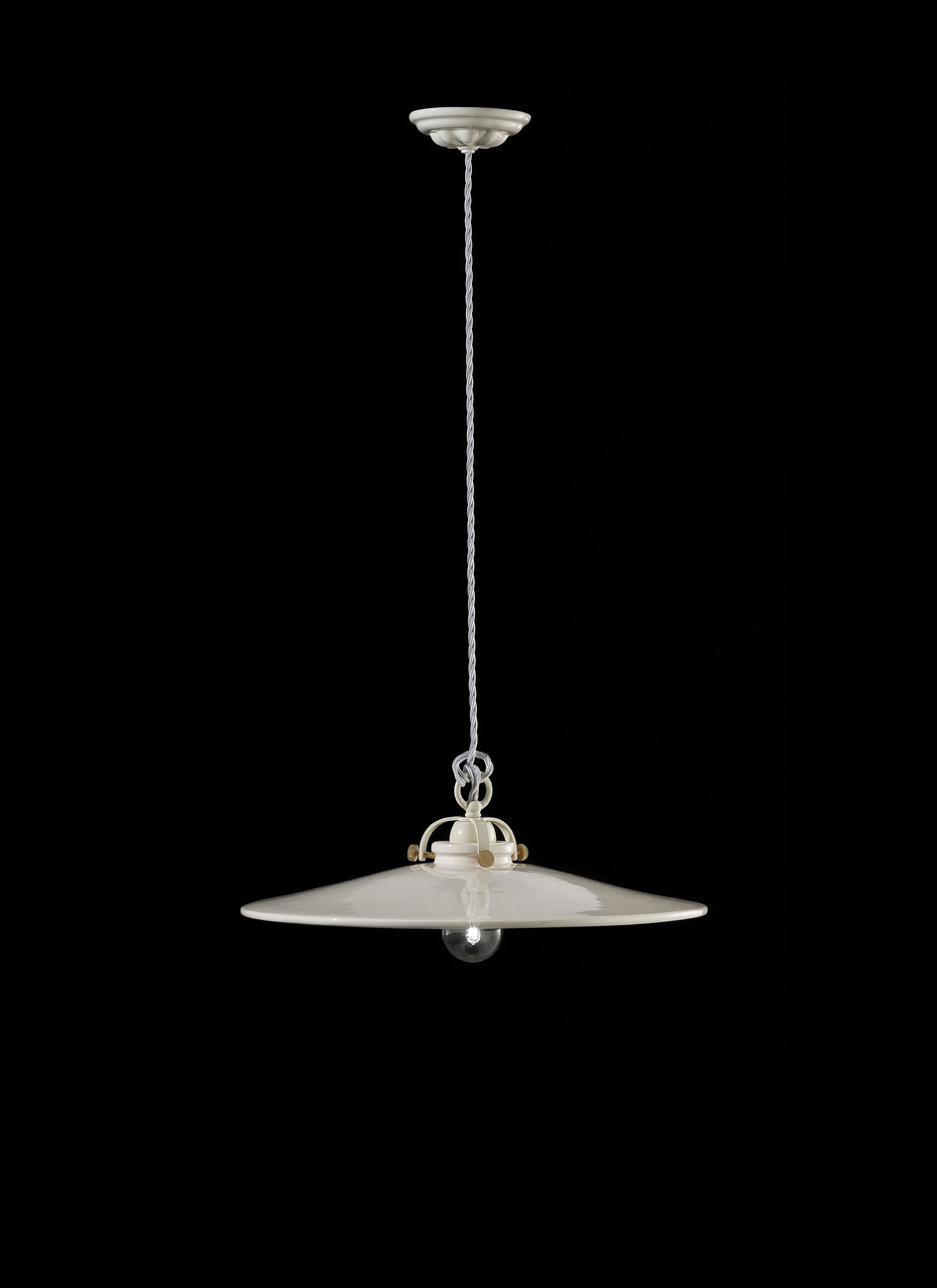 Suspension B&W noir ou blanc Ø31cm ou Ø42cm en céramique vernie par Ferroluce Suspension B&W noir ou blanc Ø31cm ou Ø42cm en céramique vernie par Ferroluce