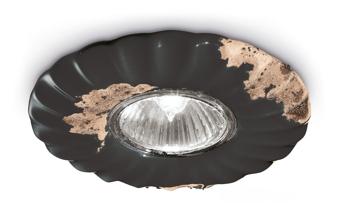 Plafonnier rond à reliefs avec spot encastré en céramique vernie effet vieilli 10 coloris par Ferroluce Plafonnier rond à reliefs avec spot encastré en céramique vernie effet vieilli 10 coloris par Ferroluce