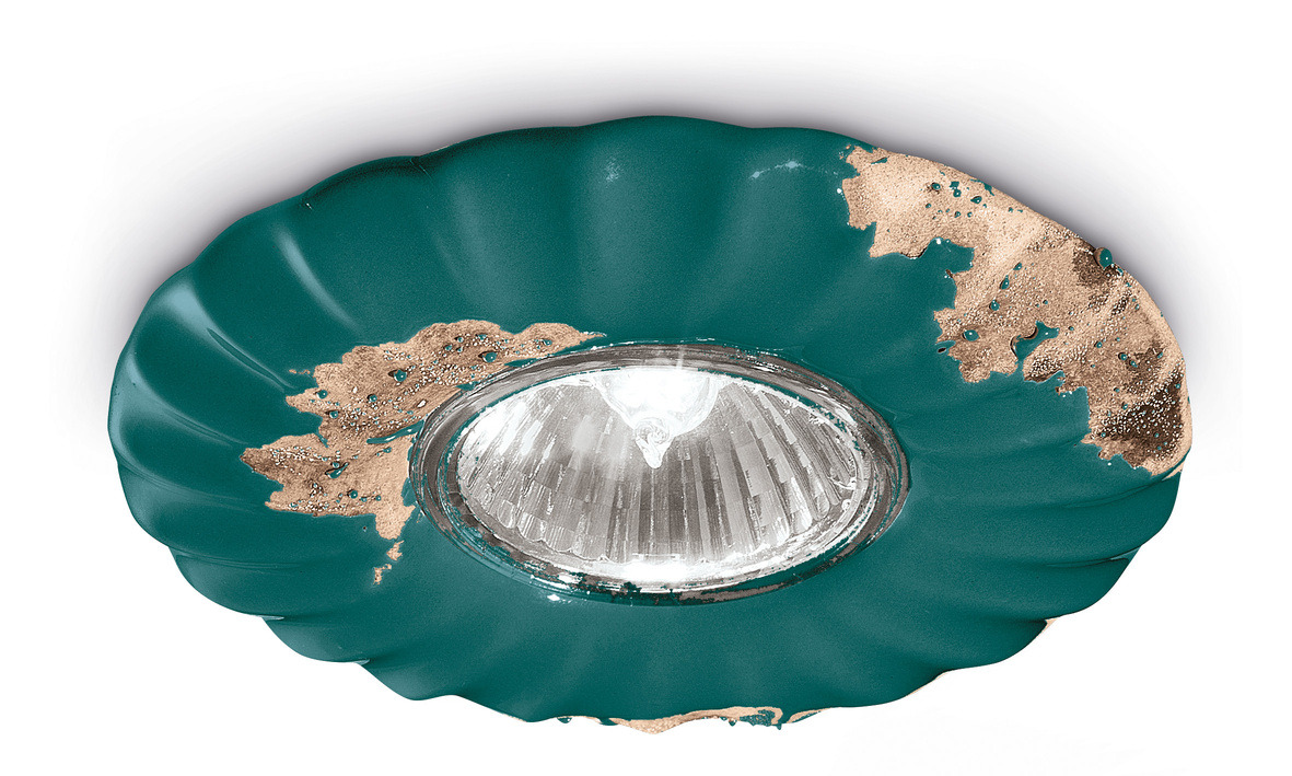Plafonnier rond à reliefs avec spot encastré en céramique vernie effet vieilli 10 coloris par Ferroluce Plafonnier rond à reliefs avec spot encastré en céramique vernie effet vieilli 10 coloris par Ferroluce