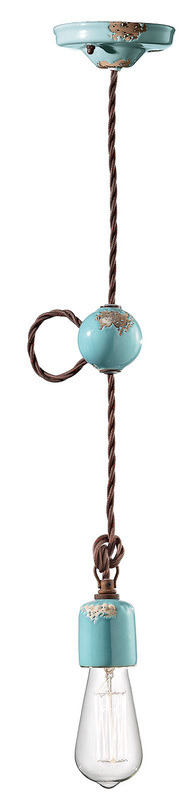 Suspension industrielle longiligne cône en rosace et ampoule nue 10 coloris par Ferroluce