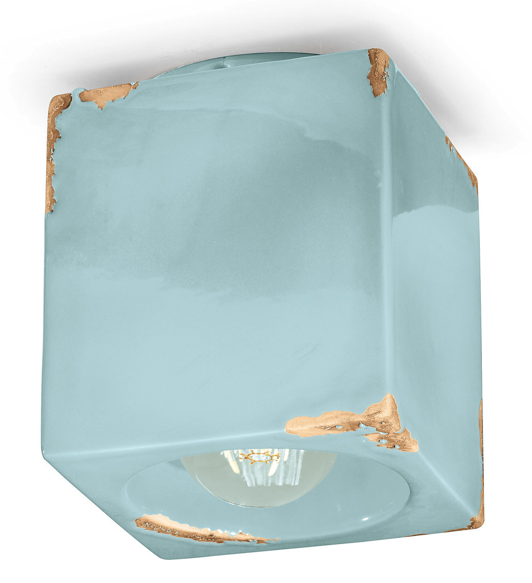 Plafonnier vintage cubique en céramique vernie aspect vieilli 10 coloris par Ferroluce