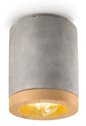Plafonnier Mateca style industriel en béton et bois 2 coloris par Ferroluce