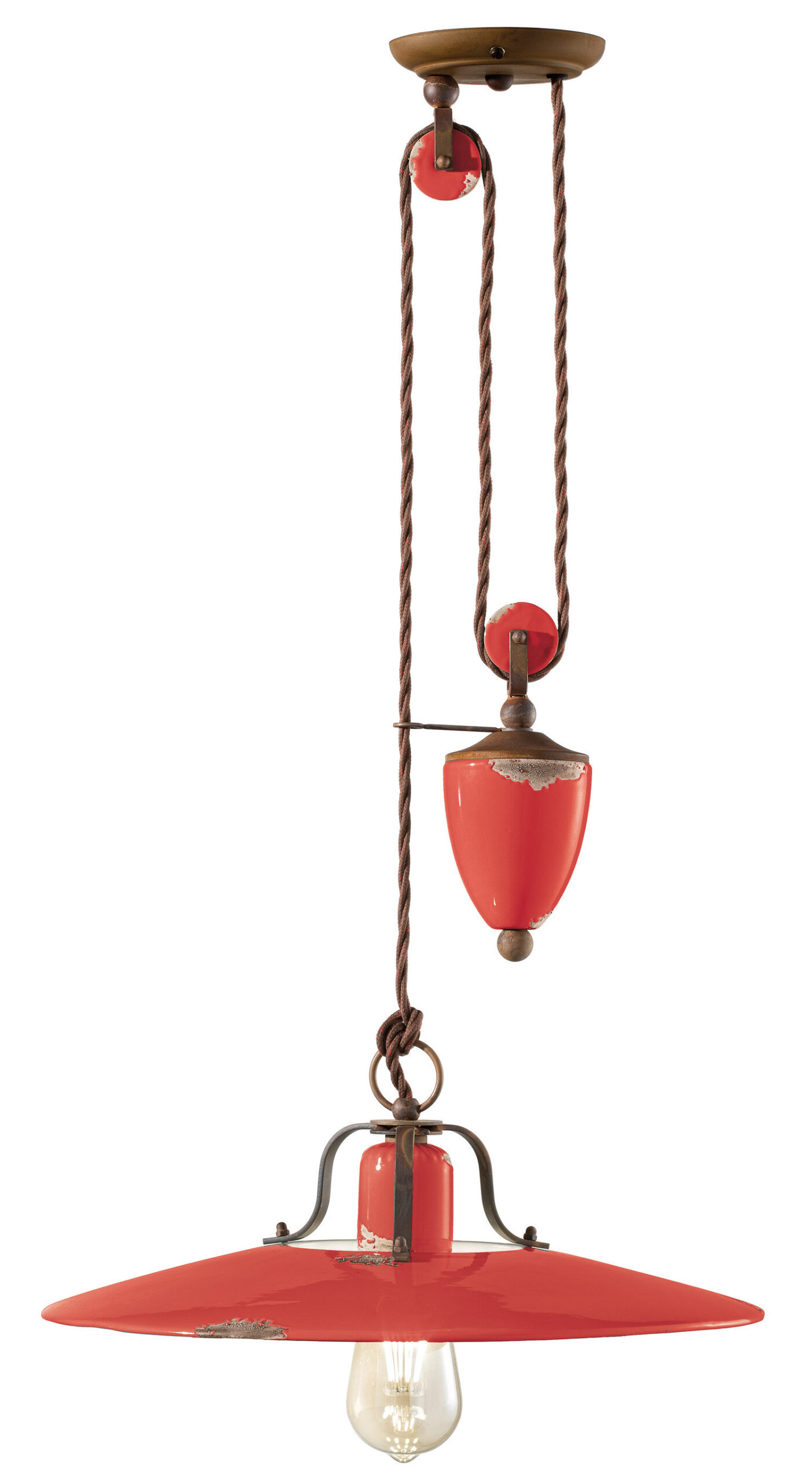 Suspension Country avec contrepoids en céramique émaillée en 10 couleurs par Ferroluce Suspension Country avec contrepoids en céramique émaillée en 10 couleurs par Ferroluce