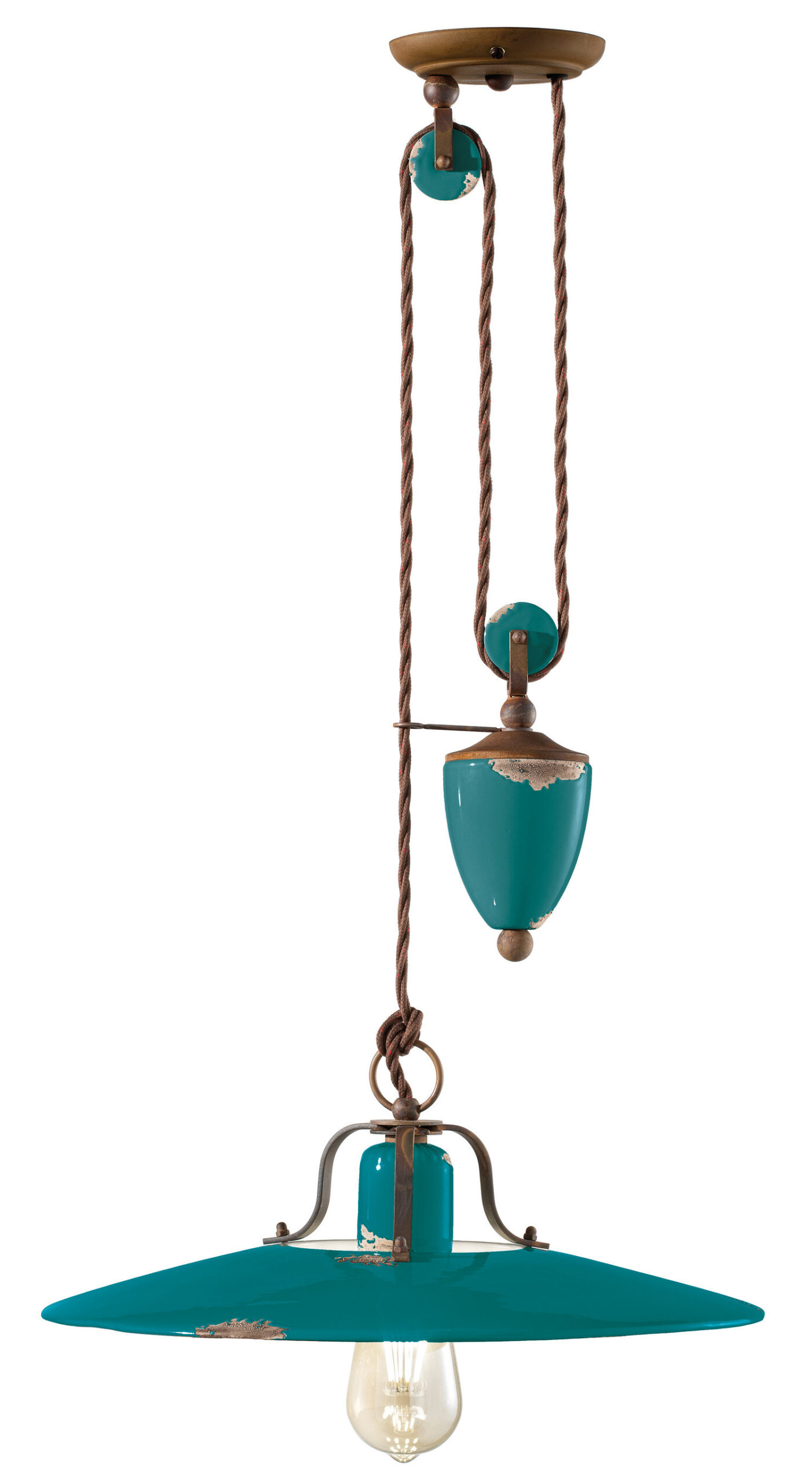 Suspension Country avec contrepoids en céramique émaillée en 10 couleurs par Ferroluce Suspension Country avec contrepoids en céramique émaillée en 10 couleurs par Ferroluce