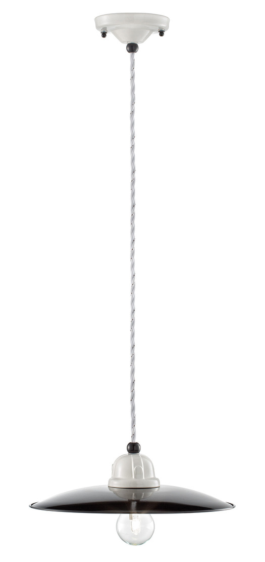 Suspension B&W noire et blanche élégante en céramique vernie par Ferroluce