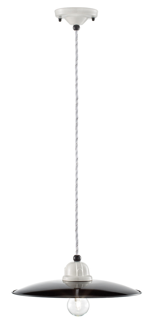 Suspension B&W noire et blanche élégante en céramique vernie par Ferroluce
