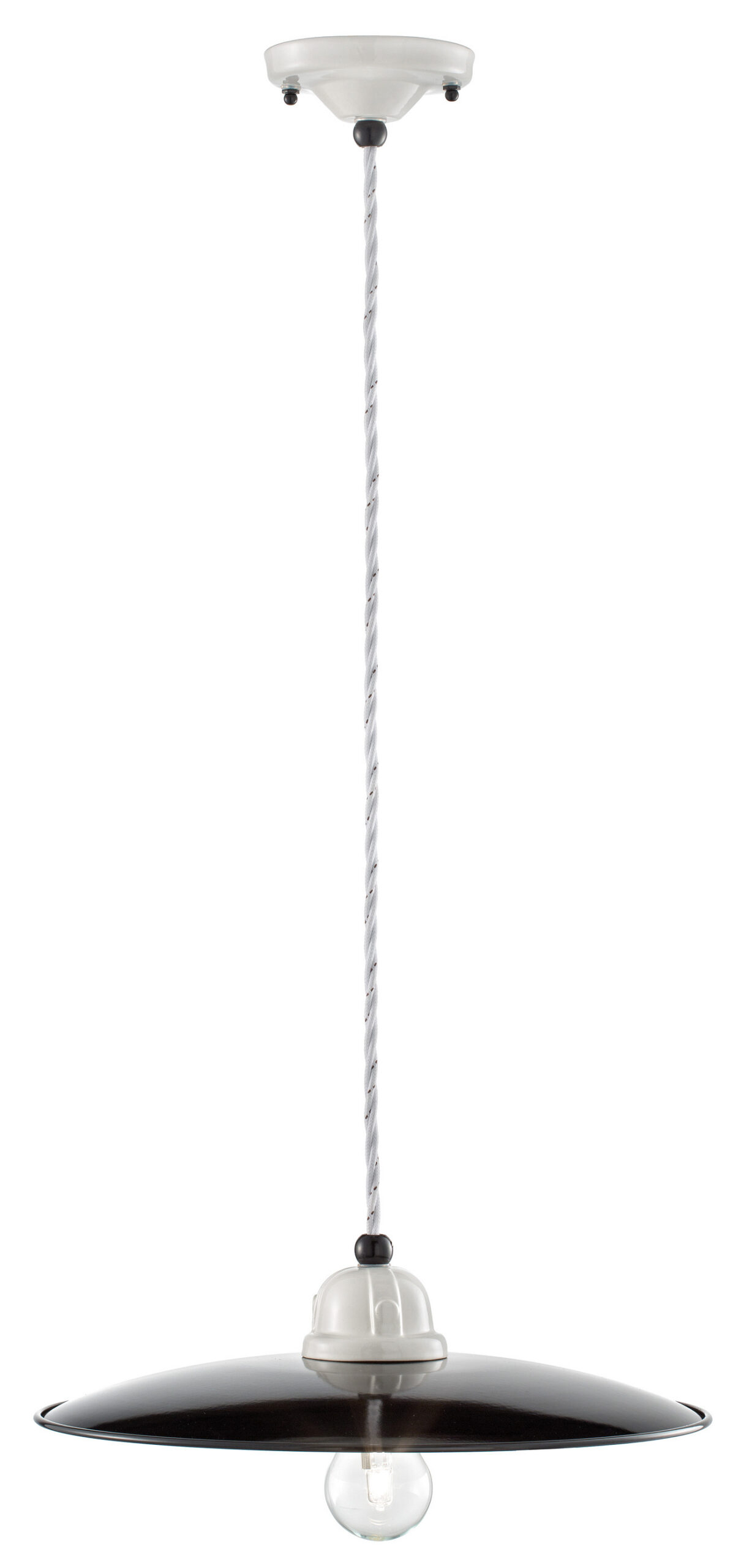 Suspension B&W noire et blanche élégante en céramique vernie par Ferroluce Suspension B&W noire et blanche élégante en céramique vernie par Ferroluce