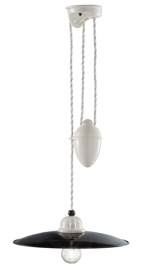 Suspension B&W noire et blanche en céramique avec contrepoids par Ferroluce