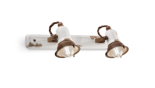 Applique Loft en céramique et métal rouillé simple ou double par Ferroluce