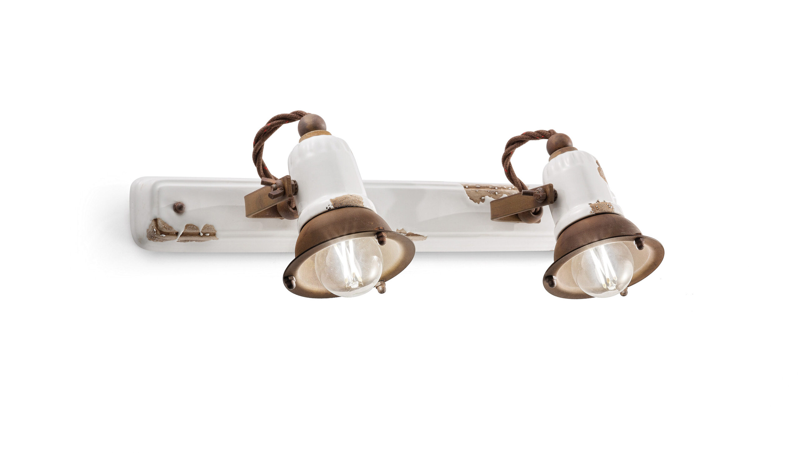 Applique Loft en céramique et métal rouillé simple ou double par Ferroluce