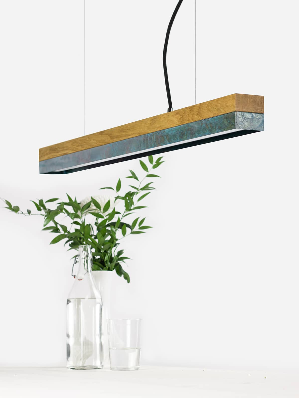 Suspension Design C2 cuivre oxydé et bois 92 cm par Gant Light