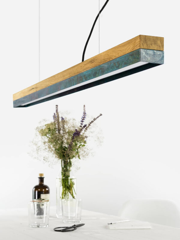 Suspension Design C1 cuivre oxydé et bois 122 cm par Gant Light