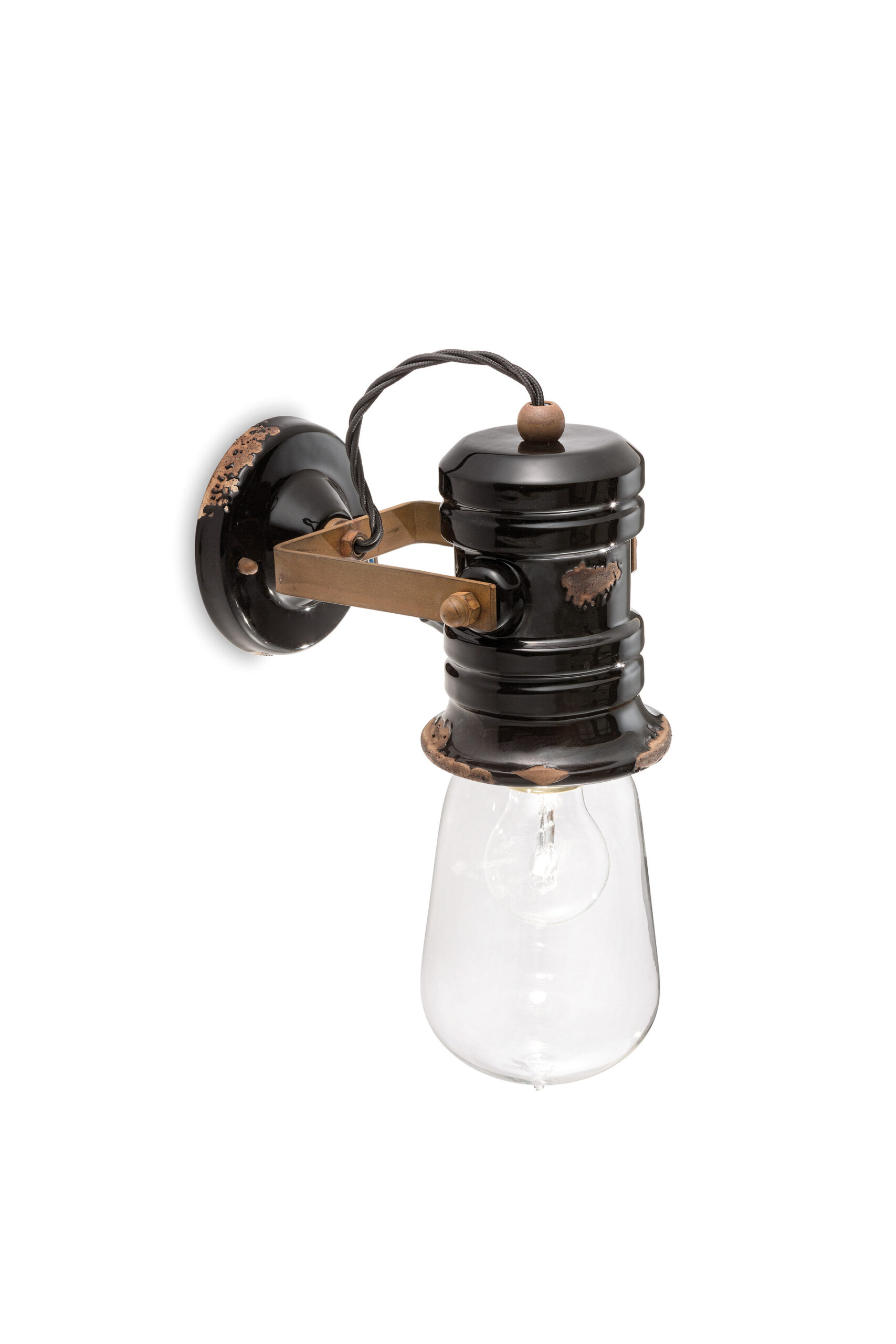 Applique Urban ampoule nue et douille en céramique écaillée par Ferroluce