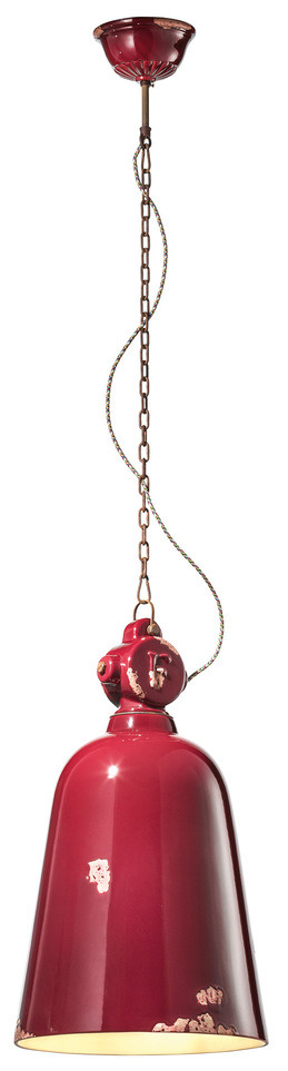 Suspension Industrial en céramique émaillée style vintage par Ferroluce