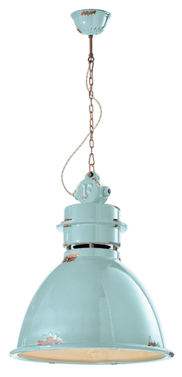 Suspension Industrial en céramique en dix coloris par Ferroluce