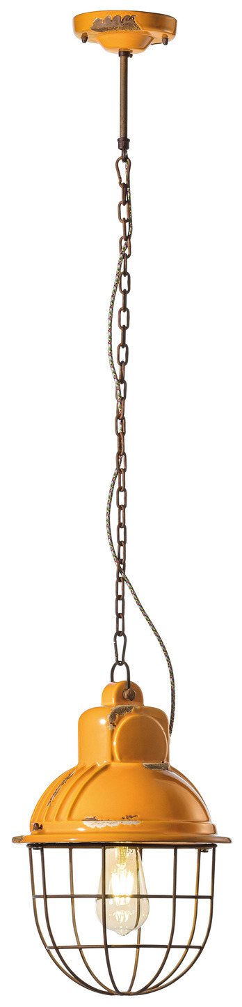 Suspension Industrial en céramique et grille de métal par Ferroluce Suspension Industrial en céramique et grille de métal par Ferroluce