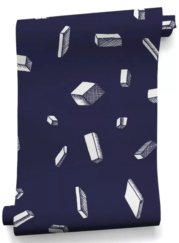 Papier peint design intissé Carlton Bleu au design original