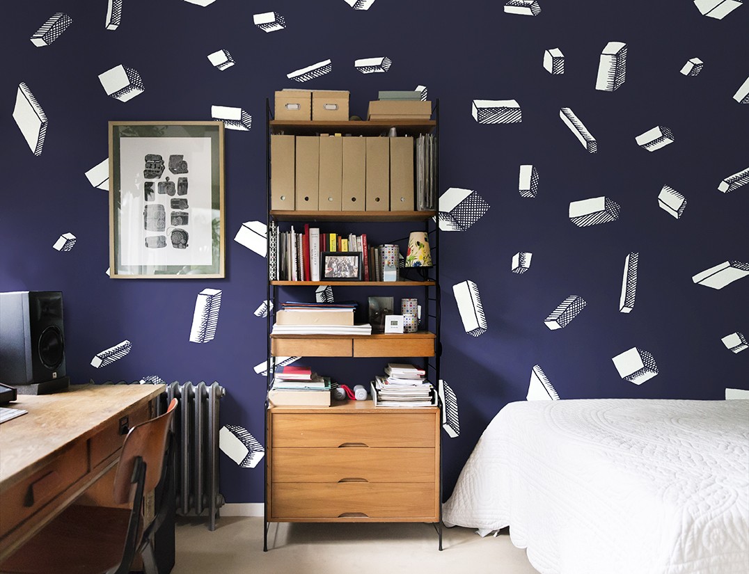 Papier peint design intissé Carlton Bleu au design original Papier peint design intissé Carlton Bleu au design original