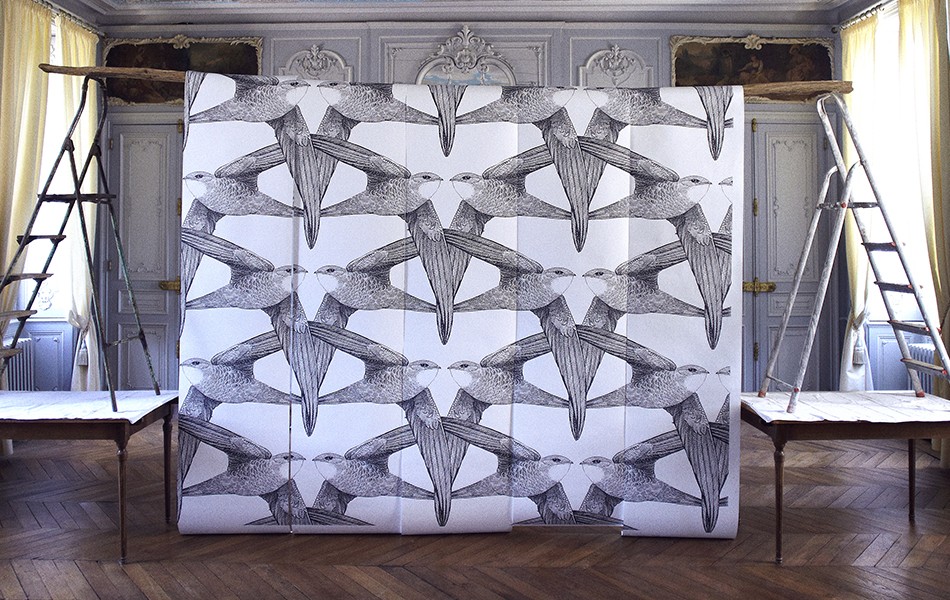 Papier peint design intissé White Birds - grands oiseaux prêt-à-poser Papier peint design intissé White Birds - grands oiseaux prêt-à-poser