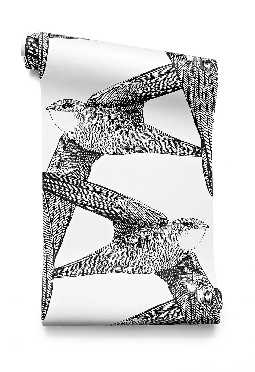 Papier peint design intissé White Birds - grands oiseaux prêt-à-poser