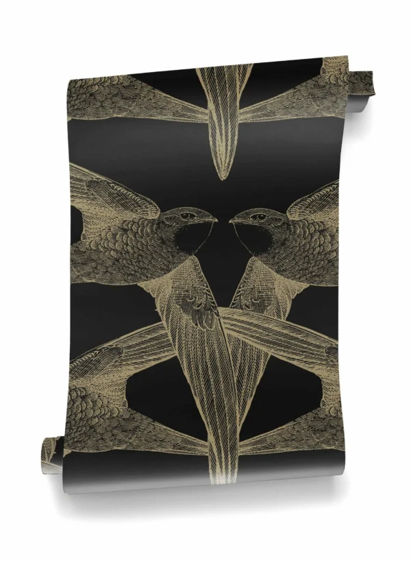 Papier peint design intissé Black Birds - grands oiseaux prêt-à-poser