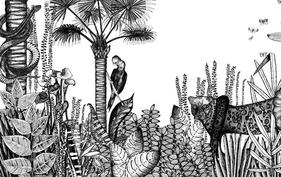 Papier peint design intissé The wild small - déco jungle prêt-à-poser Papier peint design intissé The wild small - déco jungle prêt-à-poser