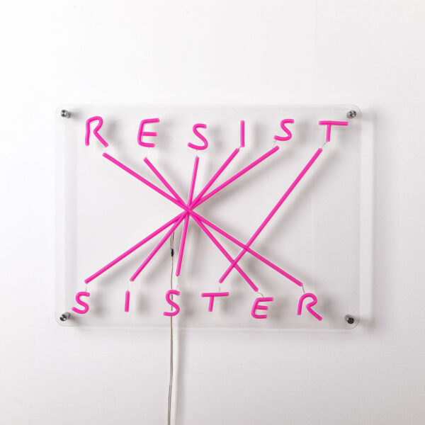 Applique néon Resist sister en acrylique imprimé avec un tube à LED en silicone par Codalunga x Seletti