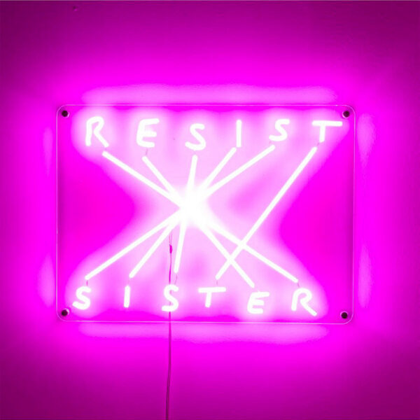 Applique néon Resist sister en acrylique imprimé avec un tube à LED en silicone par Codalunga x Seletti
