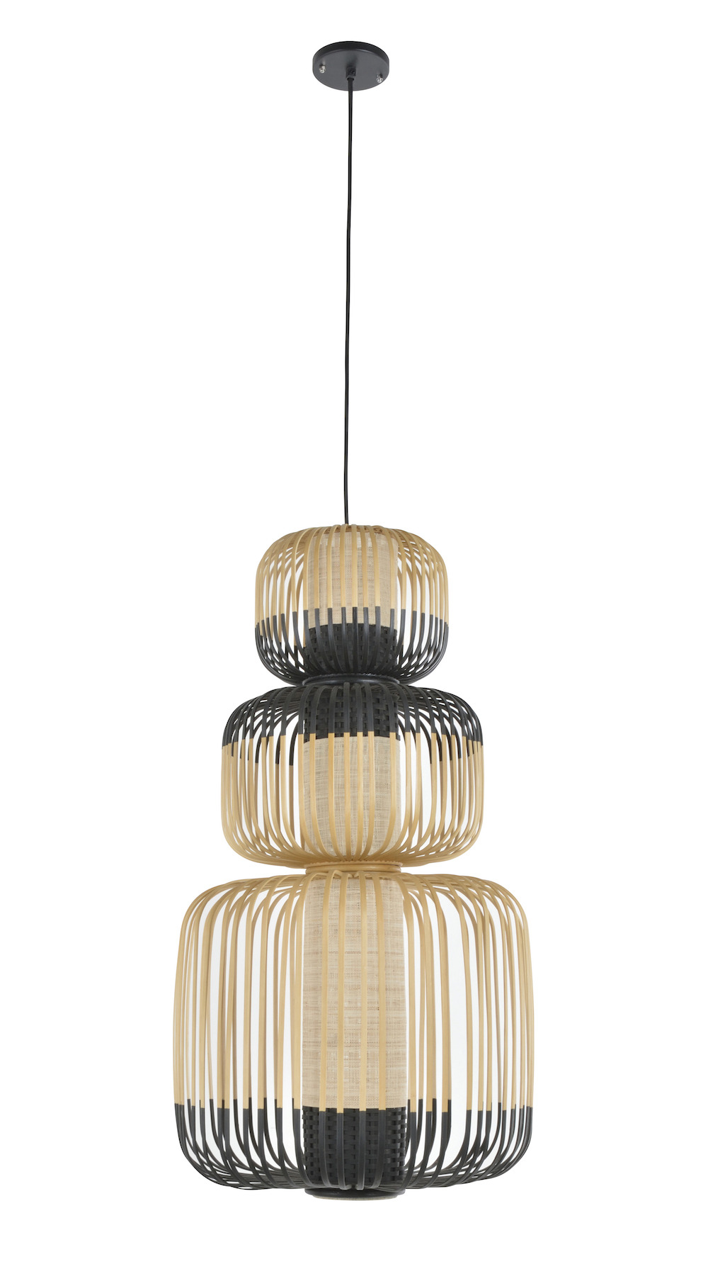 Suspension Bamboo 3 abat-jour en bambou au design naturel par Arik Levy x Forestier