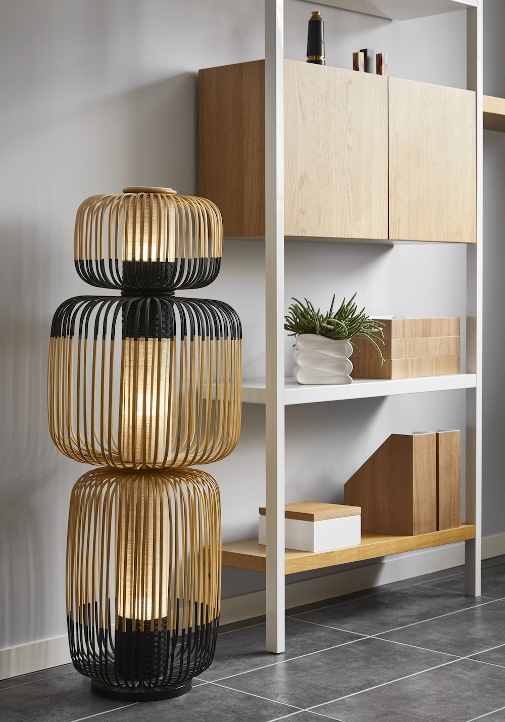 Lampadaire Bamboo 3 light en bambou au design naturel par Arik Levy x Forestier