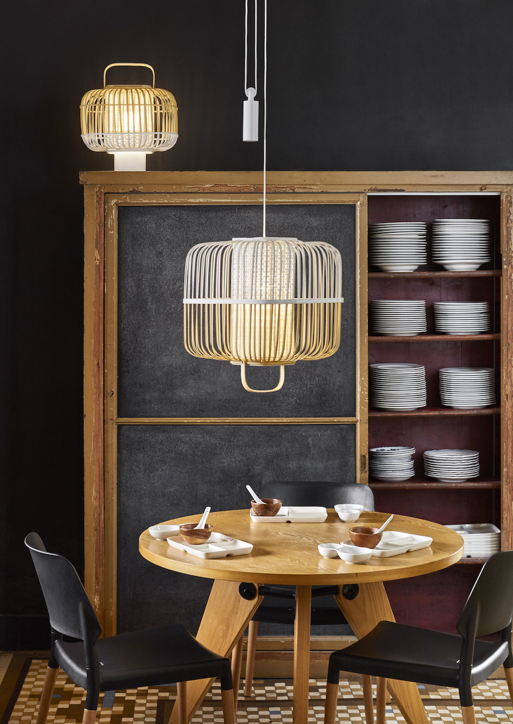 Suspension Bamboo Square en bambou au design naturel par Arik Levy x Forestier
