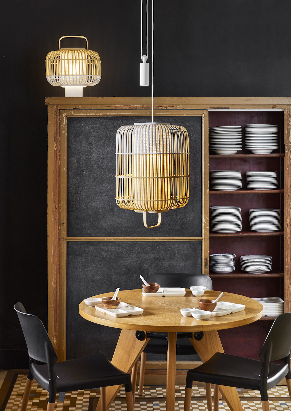 Suspension Bamboo Square en bambou au design naturel par Arik Levy x Forestier