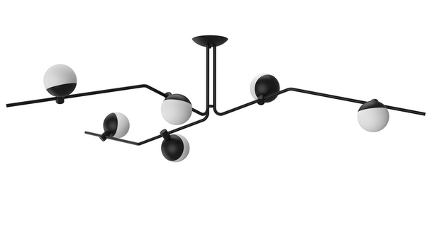 Chandelier 6 lampes Baluna en acier au design industriel par Grupa