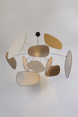 Suspension Screen 70's avec 10 écrans en lin bordés en tissu par Market Set