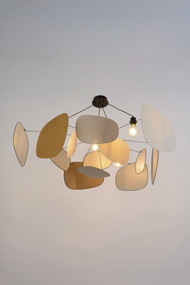 Suspension Screen XXL 70's avec 13 écrans en lin bordés en tissu par Market Set