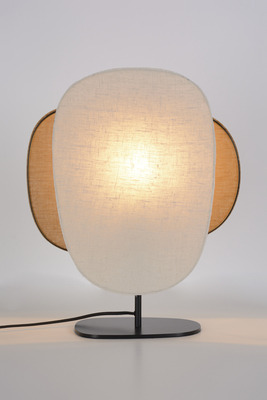 Lampe à poser Screen 70's avec 2 écrans en lin bordés en tissu par Market Set