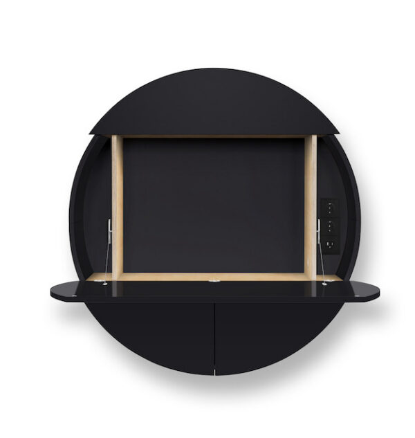 Bureau mural multifonctionnel Cabinet Pill Extra noir en bois par Inesa Malafej au design scandinave