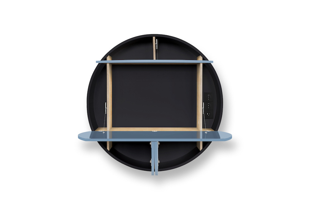 Bureau Pill Extra bleu Inesa Malafej au design scandinave Bureau mural multifonctionnel Cabinet Pill Extra bleu en bois par Inesa Malafej au design scandinave