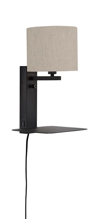Applique murale étagère Florence avec chargeur USB en métal au design naturel par It's About Romi Applique murale étagère Florence avec chargeur USB en métal au design naturel par It's About Romi