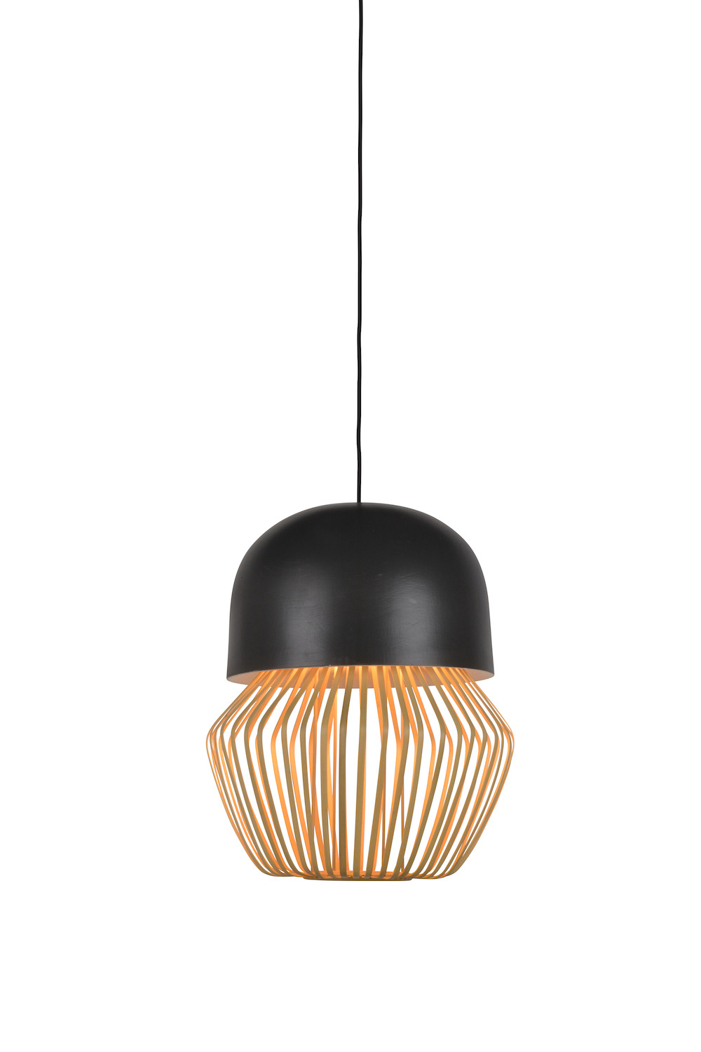 Suspension Anemos en céramique émaillée & bambou naturel au design graphique par Arik Levy x Forestier