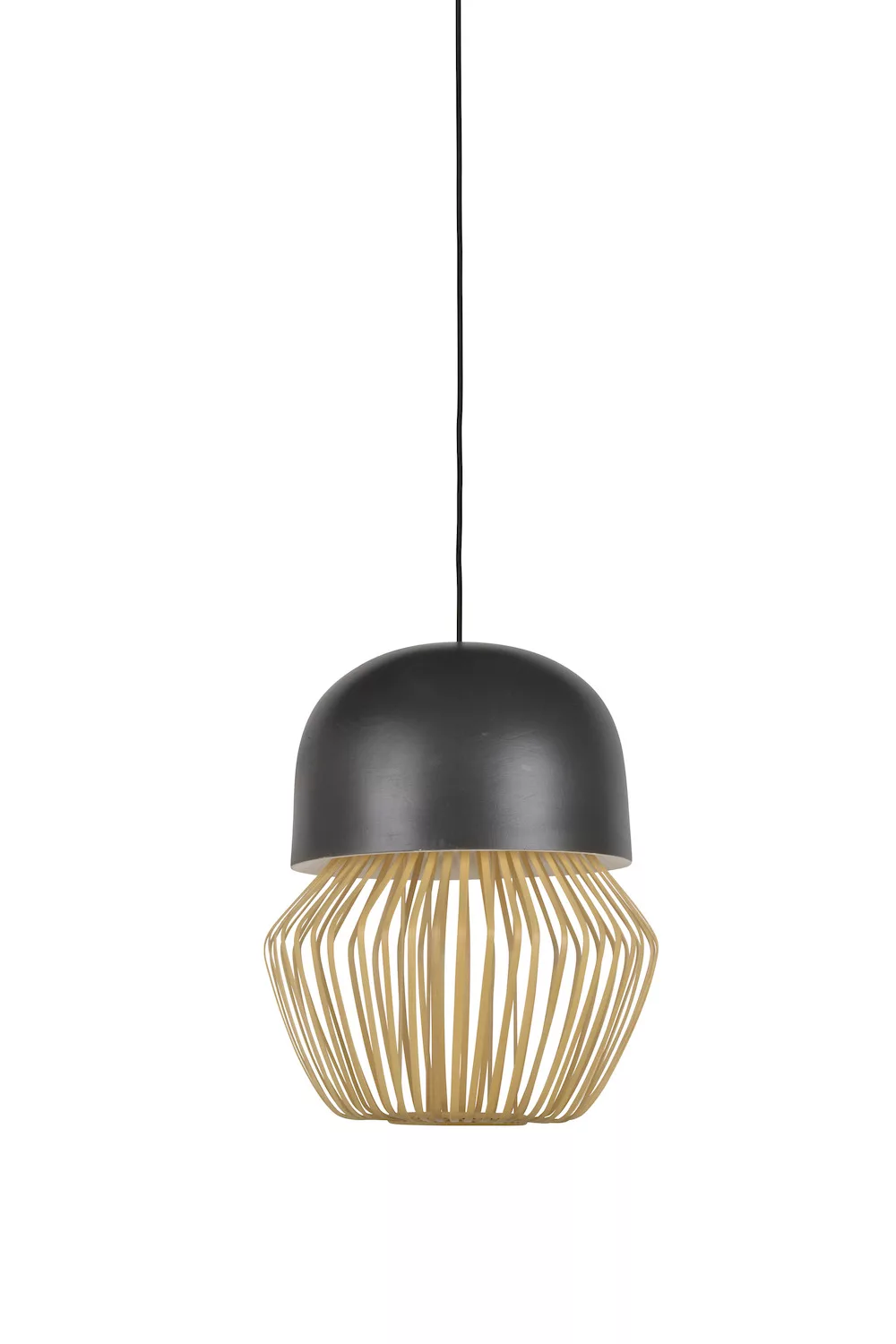 Suspension Anemos en céramique émaillée & bambou naturel au design graphique par Arik Levy x Forestier