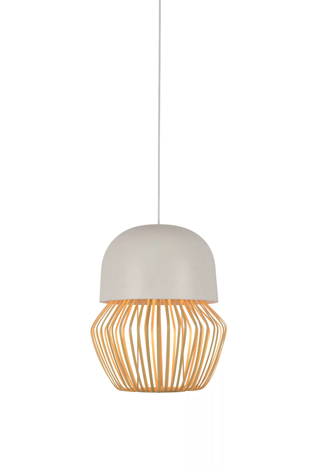 Suspension Anemos en céramique émaillée & bambou naturel au design graphique par Arik Levy x Forestier Suspension Anemos en céramique émaillée & bambou naturel au design graphique par Arik Levy x Forestier