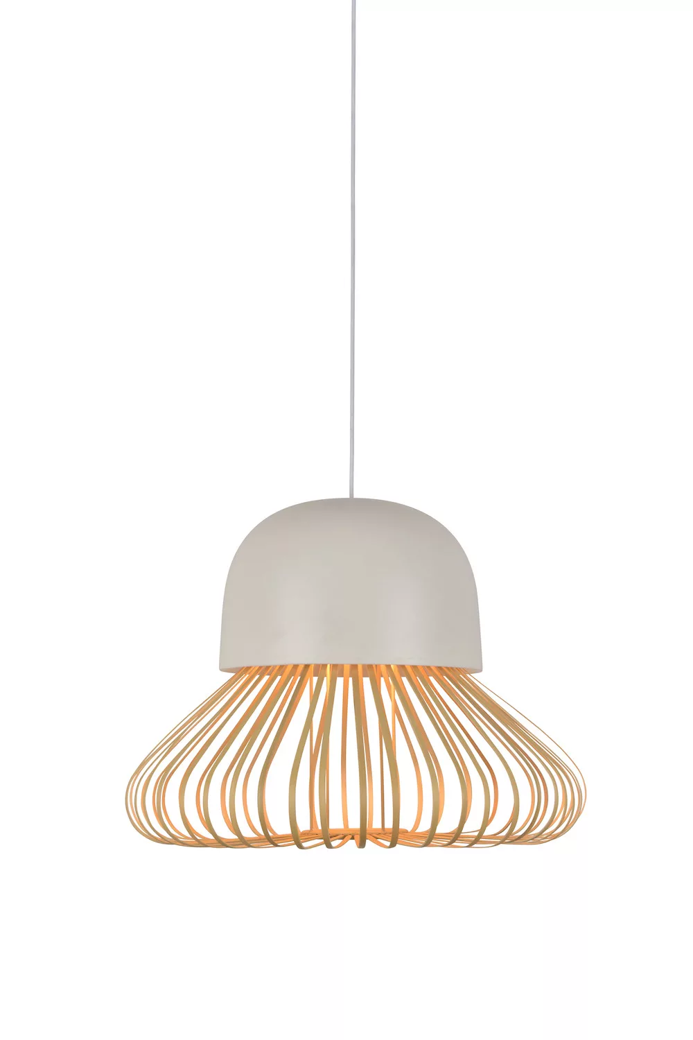 Suspension Anemos en céramique émaillée & bambou naturel au design graphique par Arik Levy x Forestier Suspension Anemos en céramique émaillée & bambou naturel au design graphique par Arik Levy x Forestier