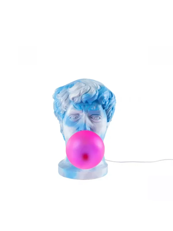 Lampe à poser Wonder Cloud en forme de tête de guerrier en résine blanche par UTO BALMORAL x Seletti