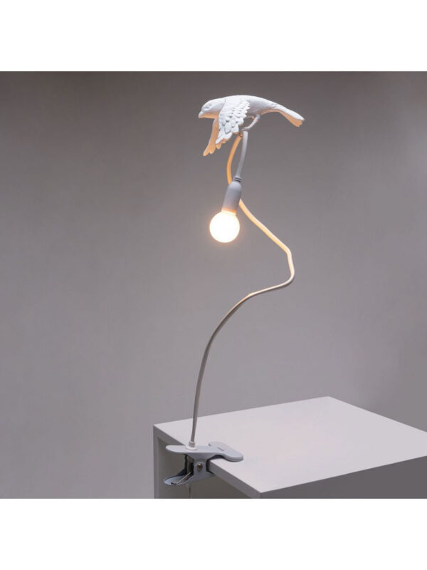 Lampe à pince Sparrow Taking Off en forme d'oiseau en résine par Marcantonio x Seletti