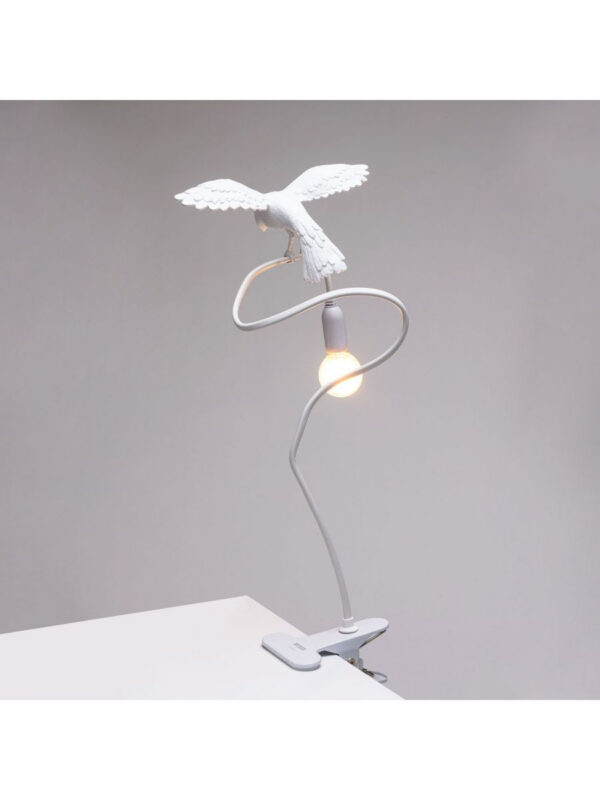 Lampe à pince Sparrow Cruising en forme d'oiseau en résine par Marcantonio x Seletti